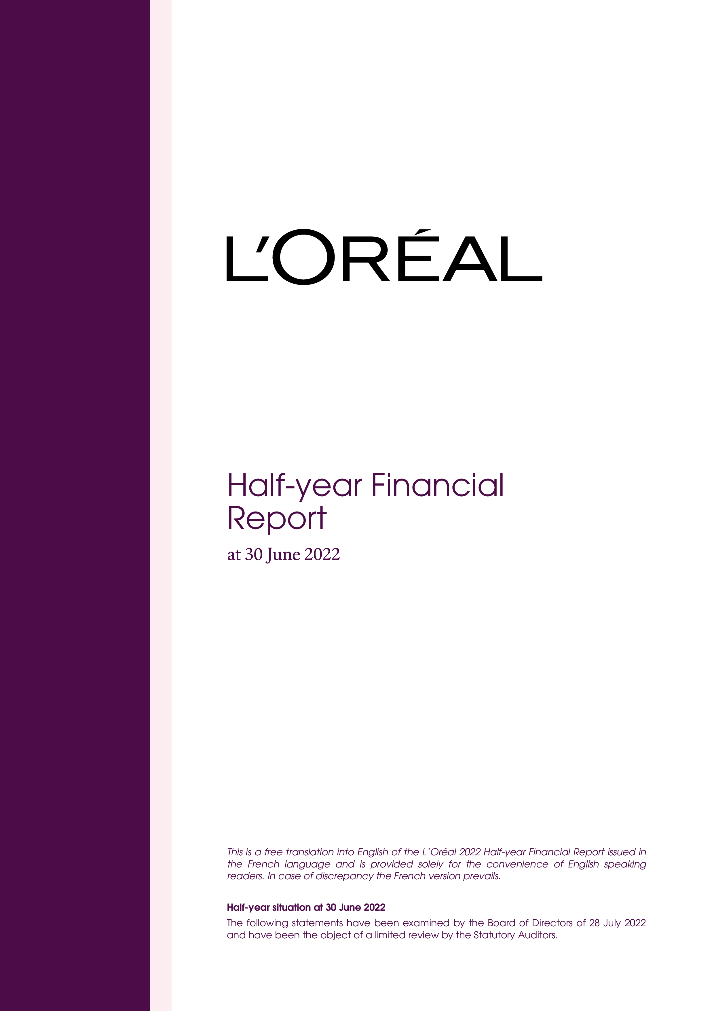 欧莱雅(L'ORÉAL)2022年半年度财报(英文版)